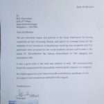 Letter of Appreciation for conducting Free Multispecialty Camp at Mirambika School for New Age, J. P. Nagar, Bangalore, Karnataka, India.